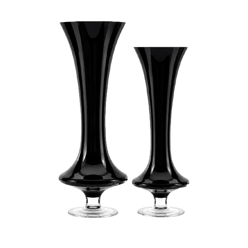 Vase Trompete Schwarz hoch Deko Raum Bühne Säule Hochzeit Event mieten