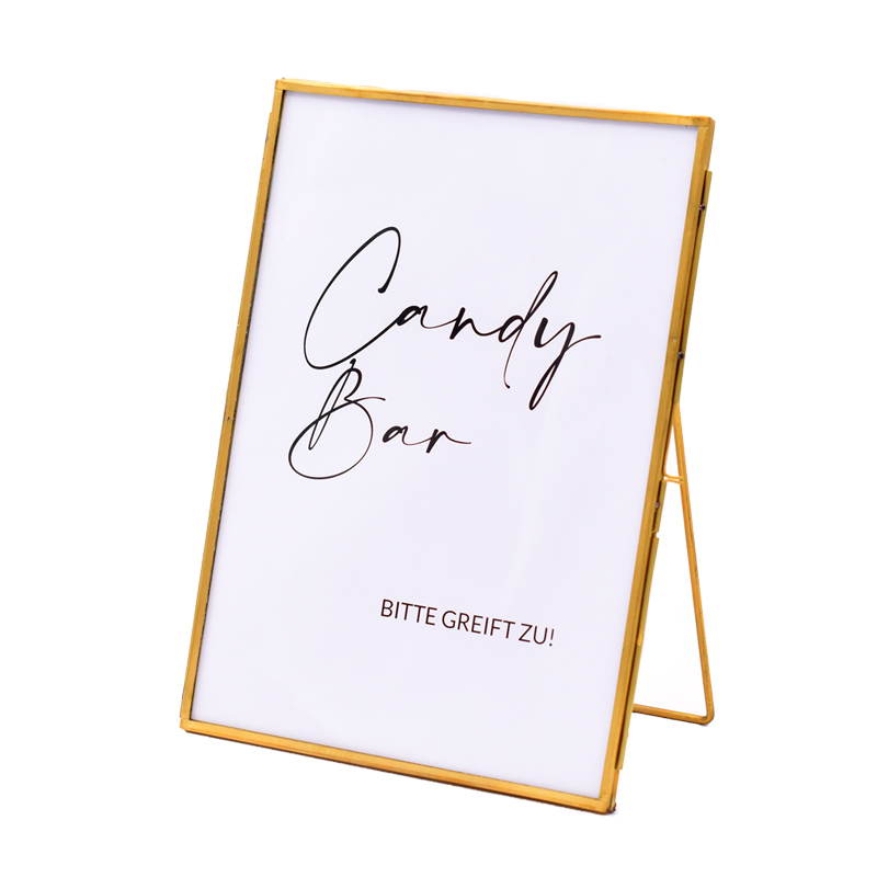 Bilderrahmen gold | Schild "Candy Bar - bitte greift zu" mieten Hochzeit