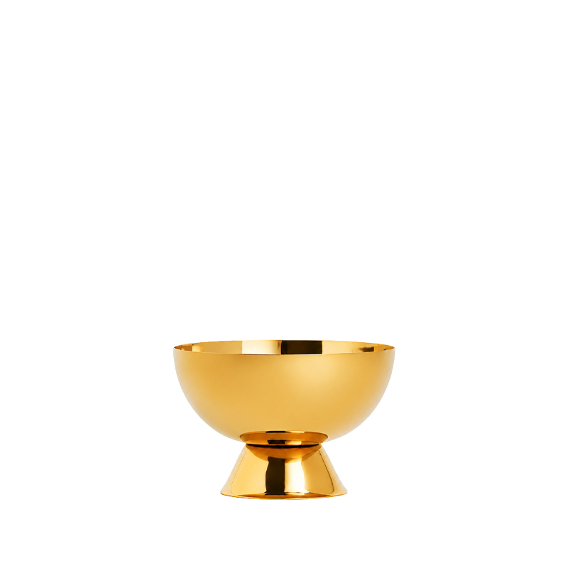 Schale "Style" mit Fuß, Blumenschale Metall gold für Hochzeit, Feier mieten