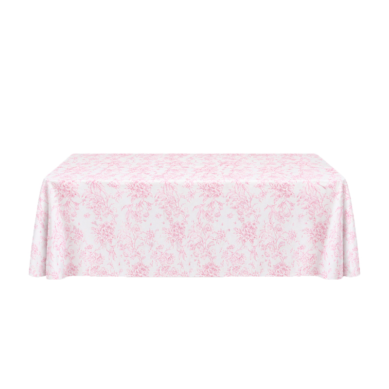 Tischdecke_Polyester_rechteckig_1,50x2,60cm_floral_blumig_rosa_mieten_I_Verleih_Hochzeit_Feier_Event_Geburtstag_Catering_Firmenevent