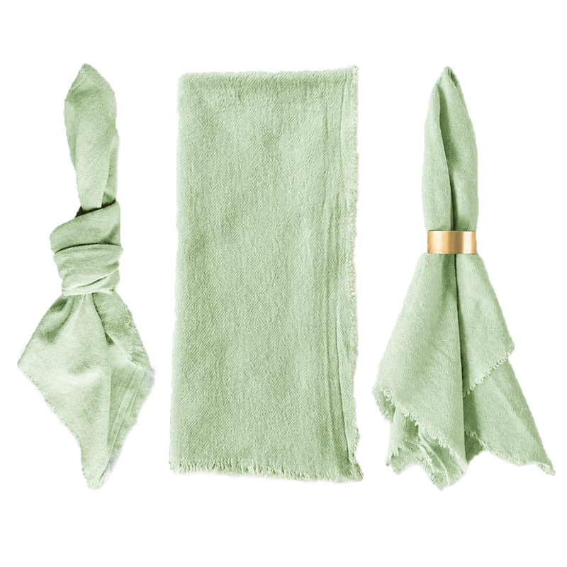 Serviette Leinen Crackle Baumwolle dusty green-salbei-eukalyptus | mieten | Verleih für Hochzeit und Event