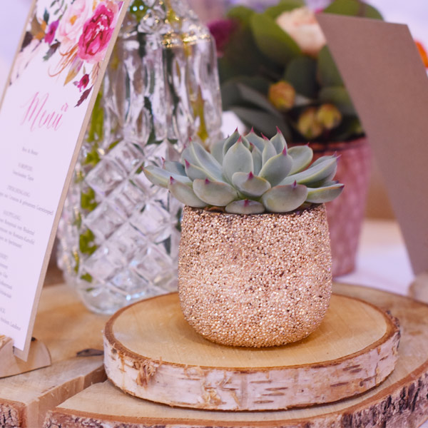 Vase/ Teelichthalter kupfer/ roségold Glitter Hochzeit Tischdeko mieten_3
