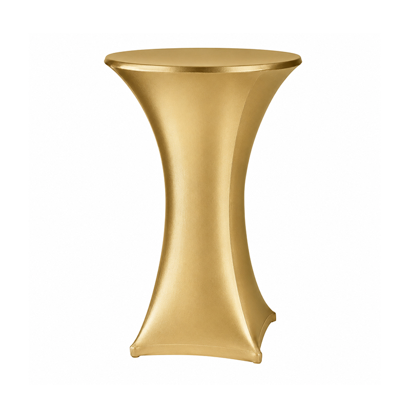Stehtischhusse Stretch gold mieten Verleih Hochzeit Event Feier