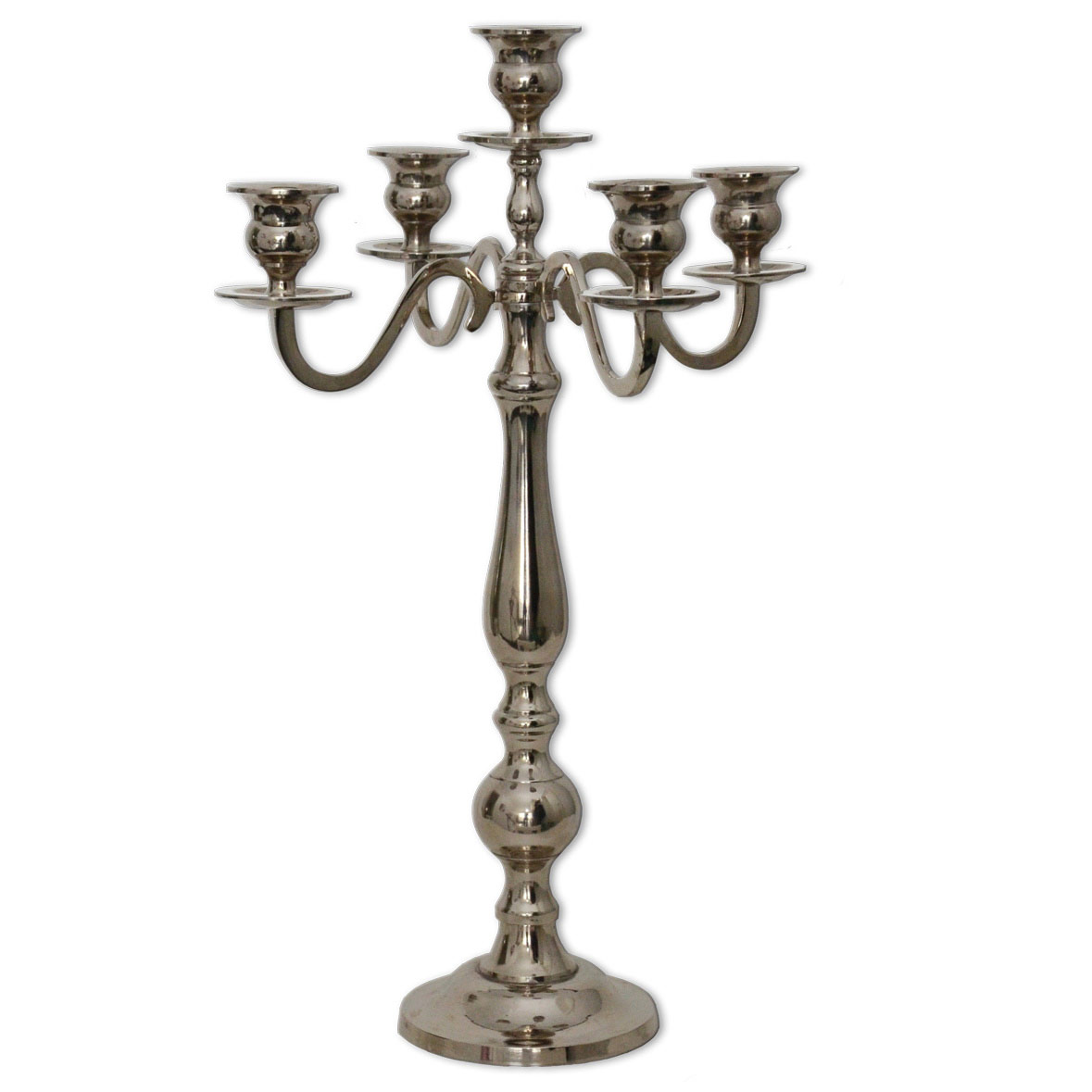 Kerzenständer 5-arm 50cm silber mieten Hochzeit, Feier, Event