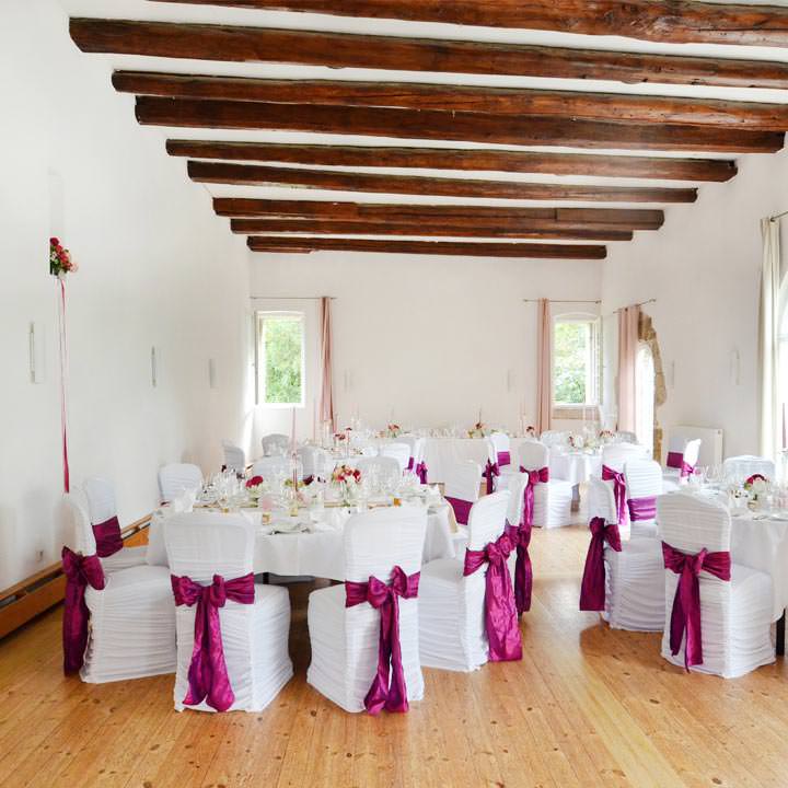 Stuhlhussen Schleifenband fuchsia