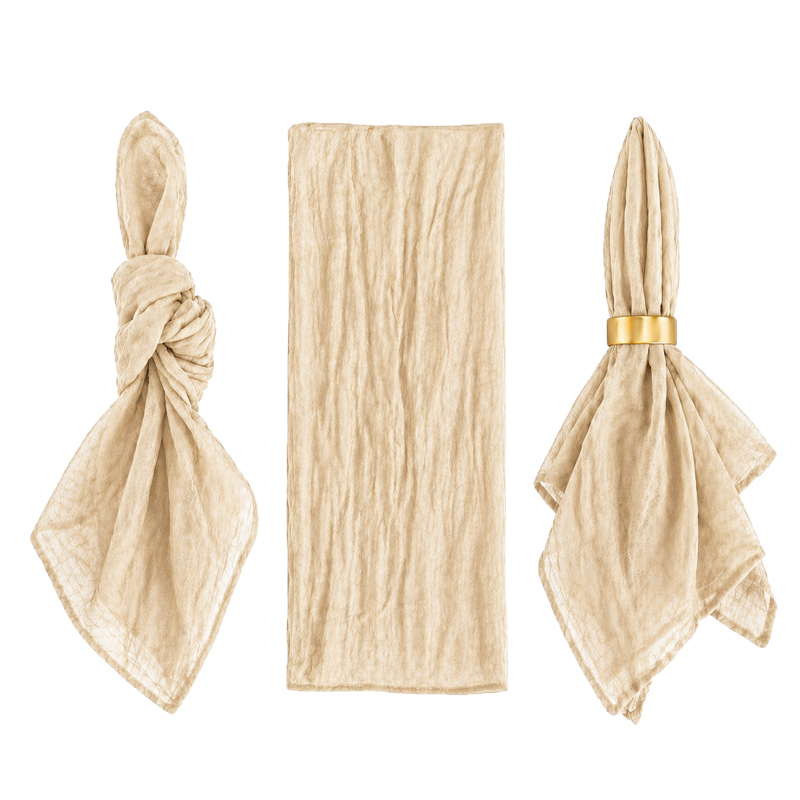 Stoffserviette aus Musselin 45x50cm in beige | mieten für Hochzeit Event Catering