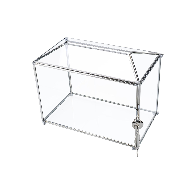 Kartenbox Geschenkebox Glas geometrisch silber Hochzeit mieten