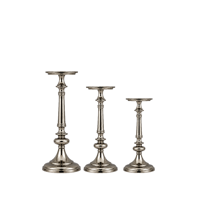Kerzenständer | Kerzenhalter 1-arm für Stumpenkerzen silber mieten für Hochzeit und Event