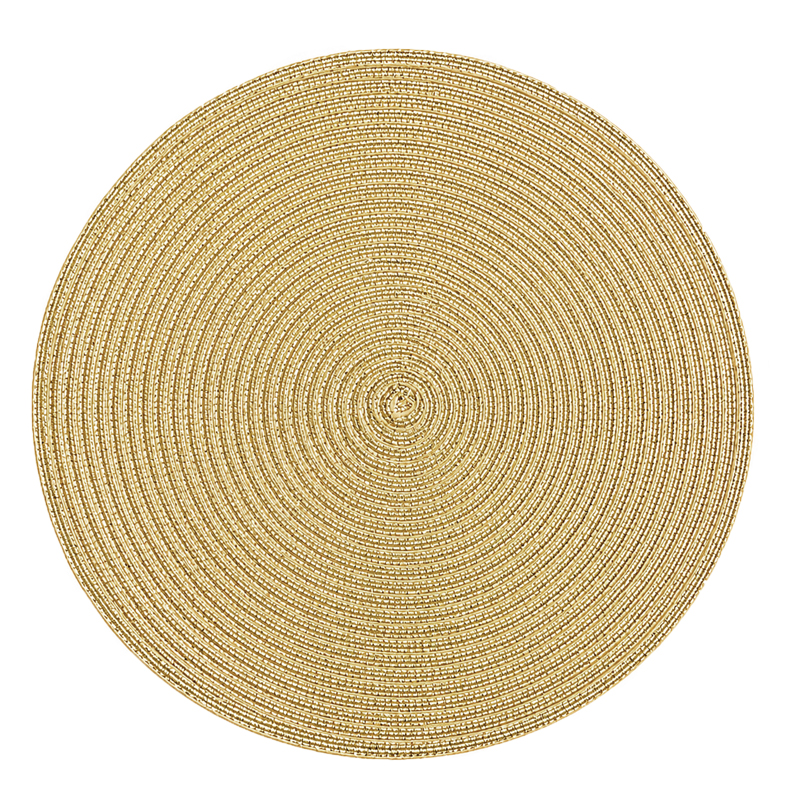 Platzset 38cm Kunststoff in gold gewebt mieten für Hochzeit Event Veranstaltung