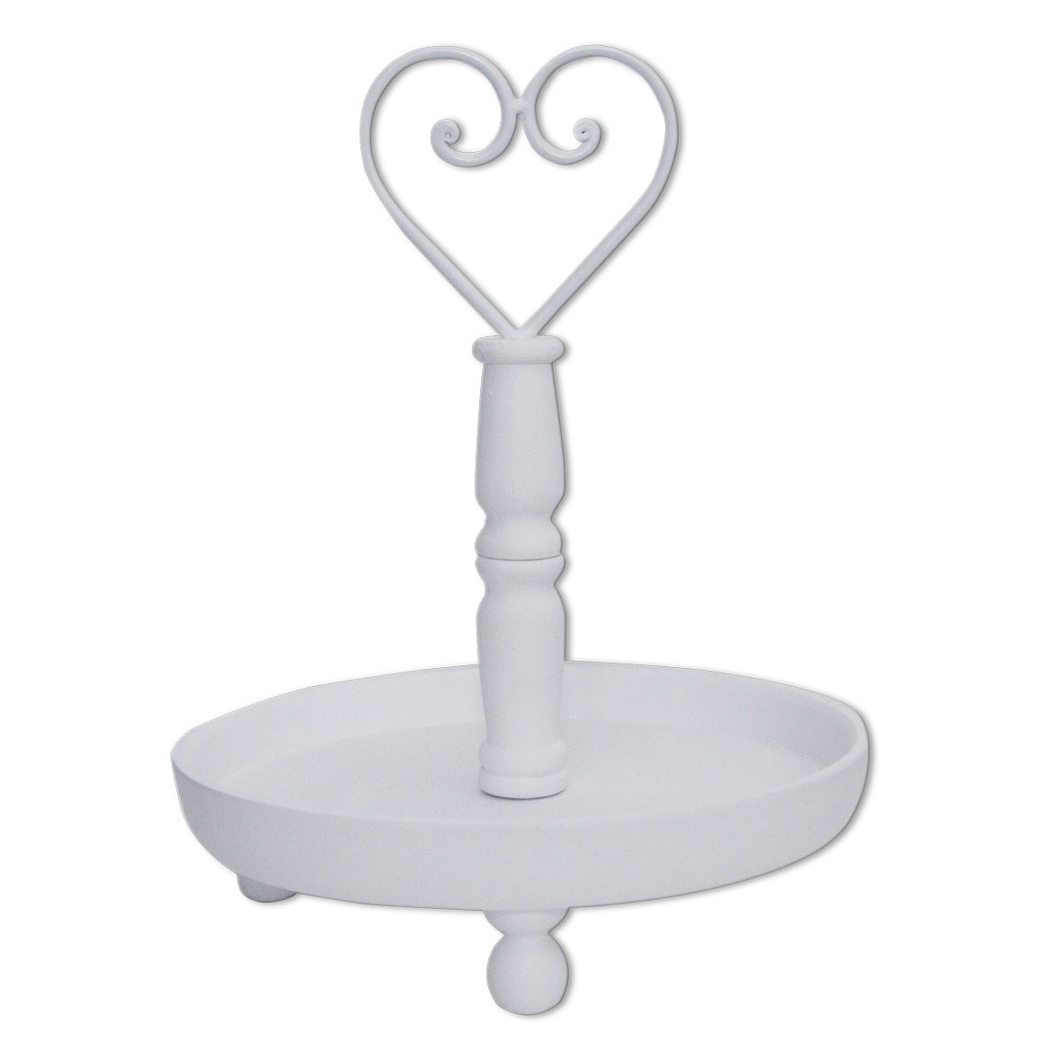 Etagere 1-stöckig Candybar Saltybar Ginbar Cigarbar Holz weiss Vintage Herz mieten Hochzeit, Geburtstag, Feier