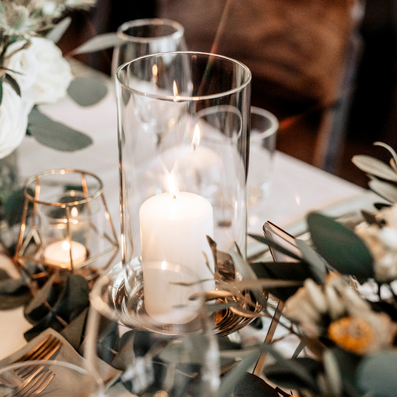 Windlicht LINE, Metall gold mit Galszylinder aus Glas klar mieten für Hochzeit und Feier_2