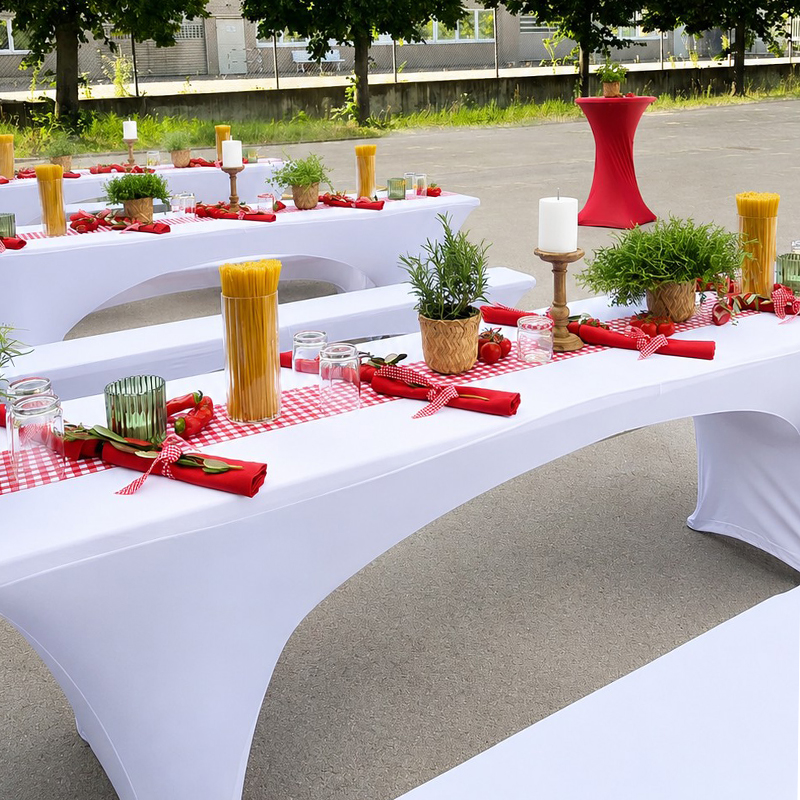 Biertischhussen_Bierbankhussen_Stretch_weiss_mieten_Hochzeit_Firmenevent_Feier_Sommerfest