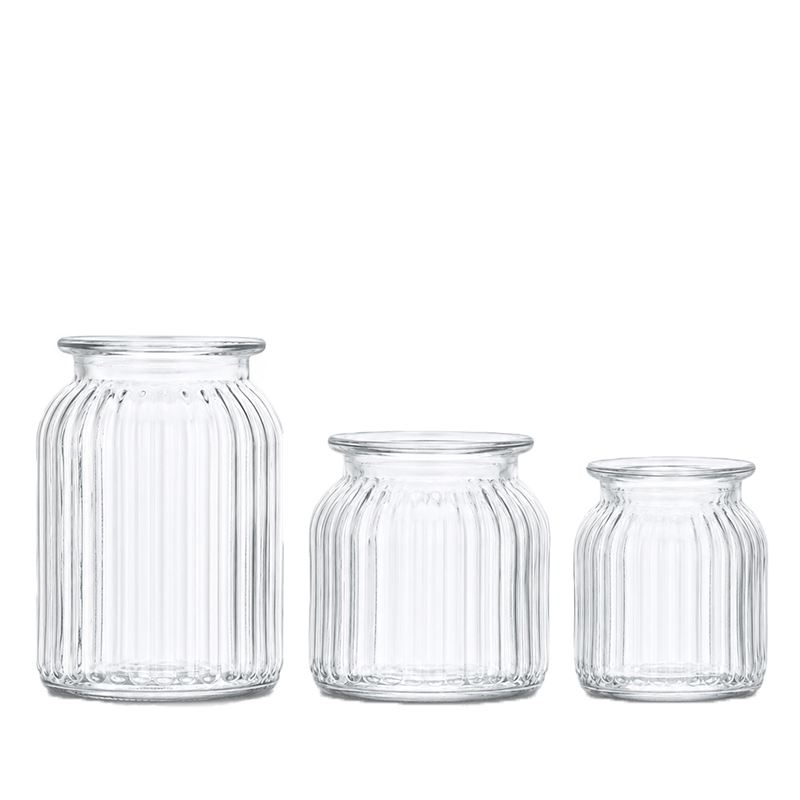 Vase/ Teelichthalter Vintage Rille Glas mieten Hochzeit Dekoration