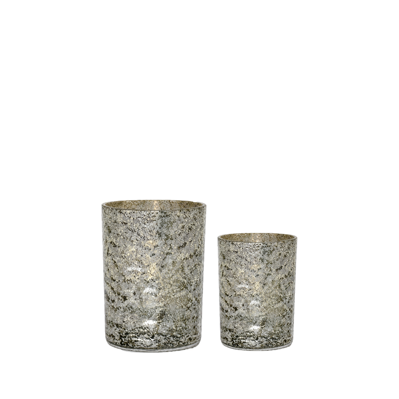 Vase/ Teelichthalter marmoriert silber antik mieten Hochzeit Tischdeko Feier Event