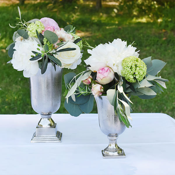 Pokalvase Salerno silber Metall mieten Tischdeko Hochzeit, Trauung, Event_4