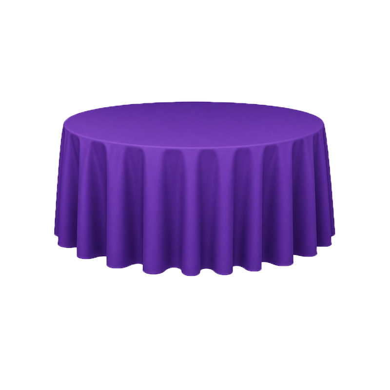 Tischdecke_Polyester_rund_275cm_lila_mieten_I_Verleih_Hochzeit_Feier_Event_Geburtstag_Catering_Firmenevent