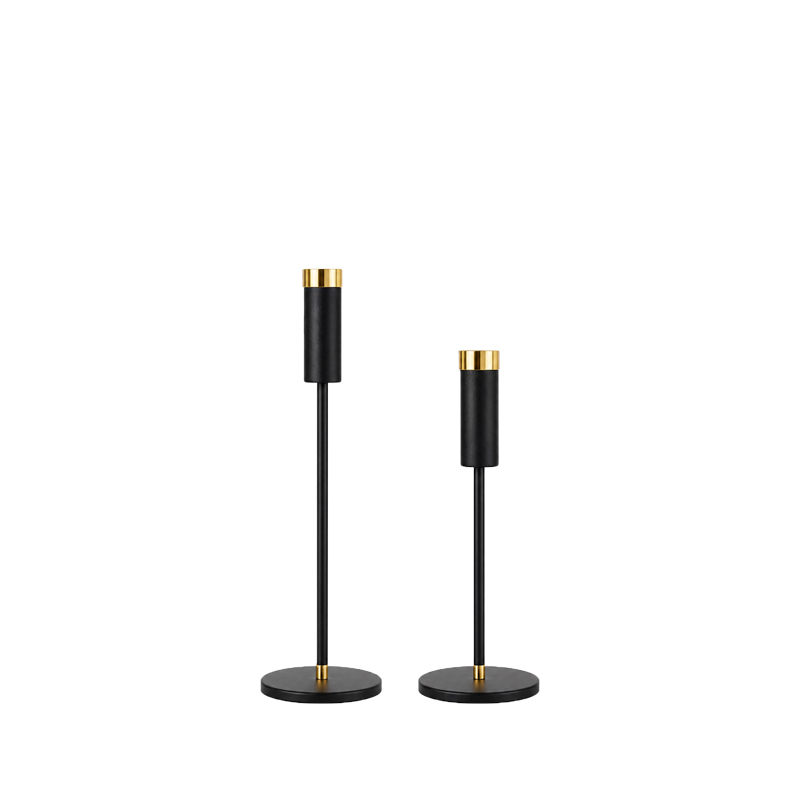 Kerzenständer | Kerzenleuchter | Kerzenhalter 1-arm schwarz-gold Hochzeit Feier mieten
