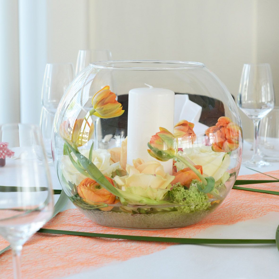 Vase Kugelvase extra groß Glas klar mieten Tischdeko Hochzeit, Feier_3