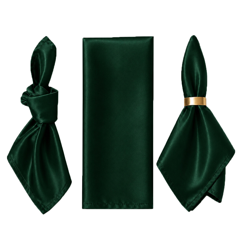 Serviette Lamour Satin edel elegant dunkelgrün | forest green | emerald | mieten für Hochzeit, Geburtstag, Event
