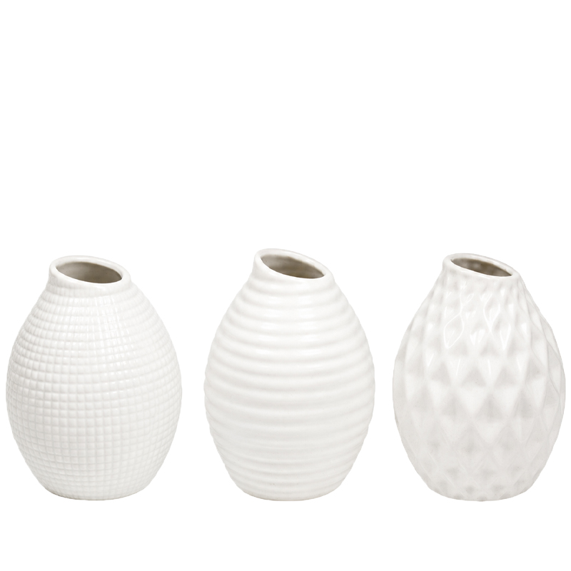 Vase Keramik weiss 3-fach sortiert mieten Tischdeko Feier, Event, Hochzeit