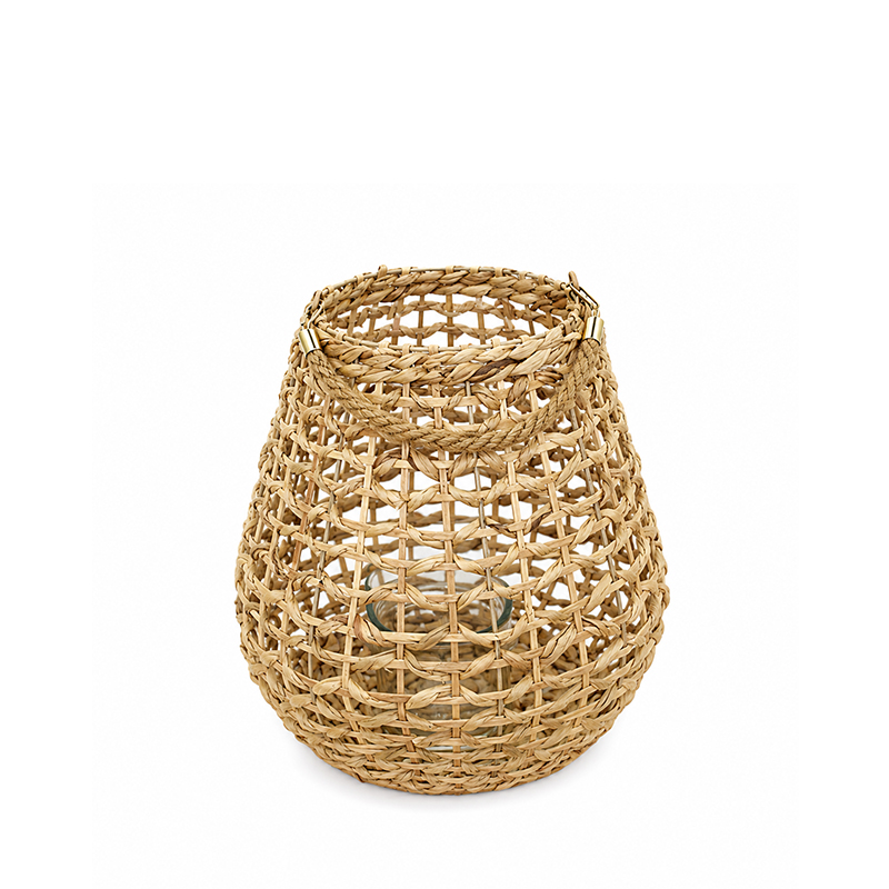 Windlicht Rattan mit Glaseinsatz, natur mieten