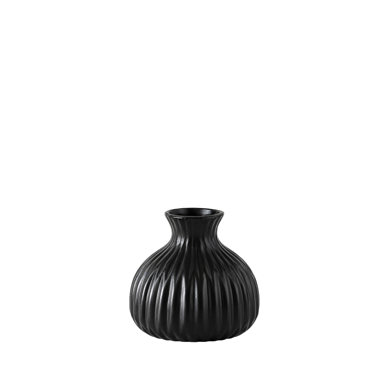 Vase Rille Keramik schwarz - Style 3 mieten für Hochzeit, Feier, Event