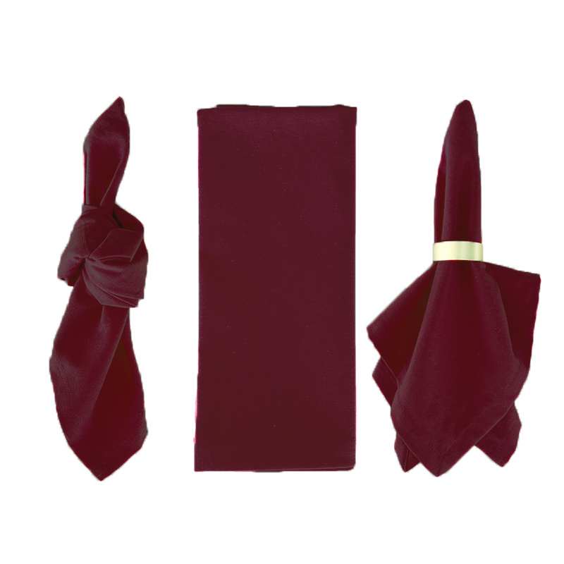 Serviette Leinen bordeaux, dunkelrot mieten | Verleih für Hochzeit, Feier, Geburstag, Event