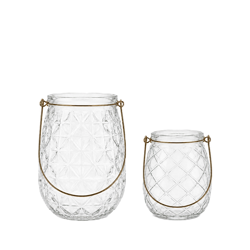 Vase Kristall Glas klar mit Henkel gold mieten Hochzeit Deko