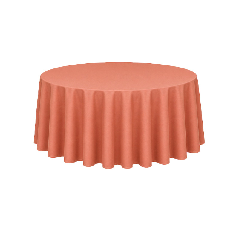 Tischdecke_Polyester_rund_275cm_terracotta_rost_mieten_I_Verleih_Hochzeit_Feier_Event_Geburtstag_Catering_Firmenevent