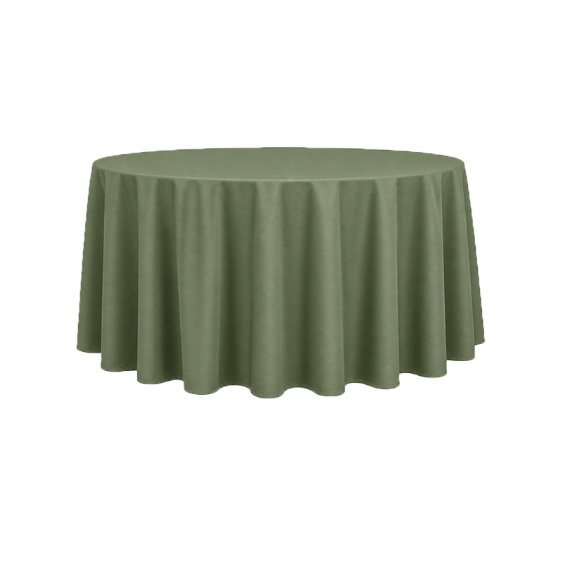 Tischdecke_Polyester_rund_275cm_olivgrün_mieten_I_Verleih_Hochzeit_Feier_Event_Geburtstag_Catering_Firmenevent