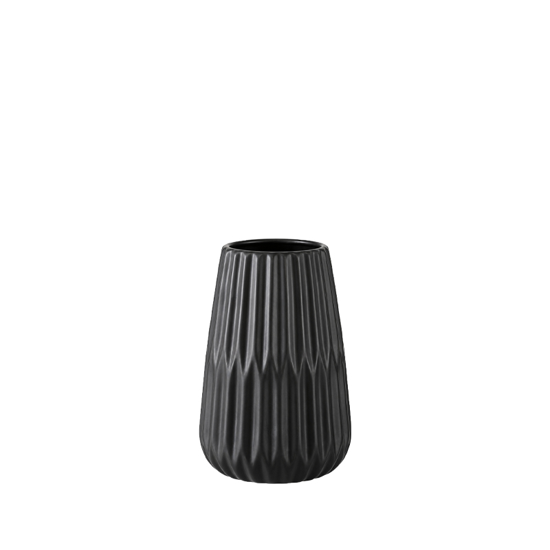 Vase Rille Keramik schwarz - Style 4 mieten für Hochzeit, Feier, Event