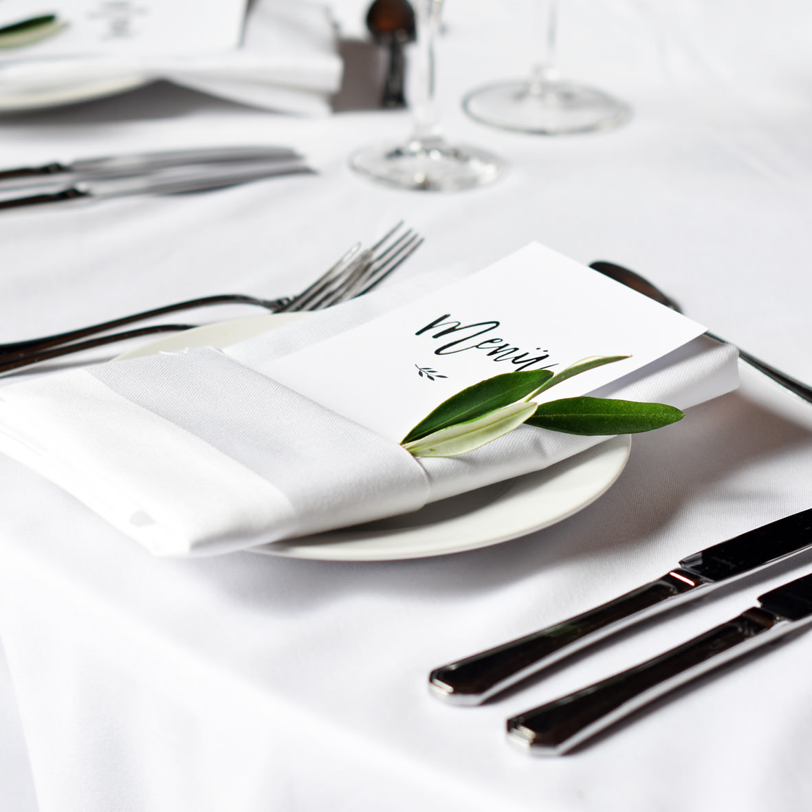 Stoffserviette Baumwolle gestärkt weiss mieten | Verleih Hochzeit Event_2