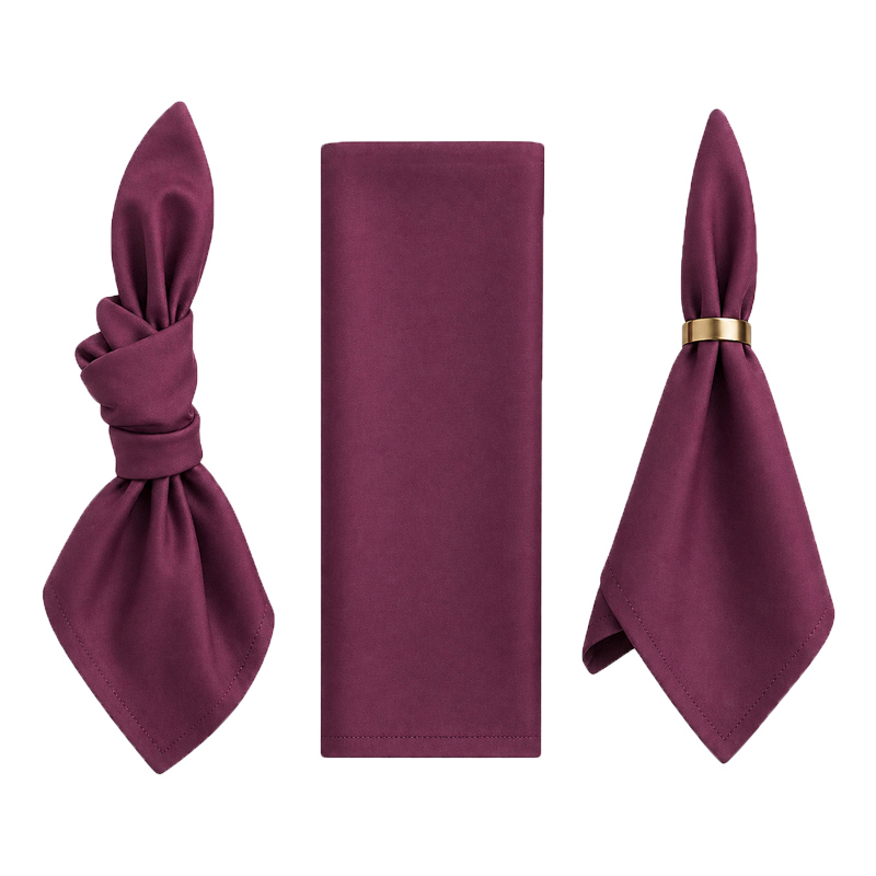 Stoffserviette aus Polyester 50x50cm in aubergine | mieten für Hochzeit Event Catering