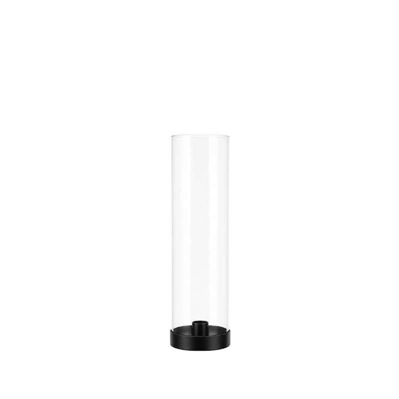 Kerzenhalter Line 1-arm schwarz mit Glaszylinder, Glasaufsatz | für Stabkerzen | Kerzenständer | Kerzenleuchter [mieten]