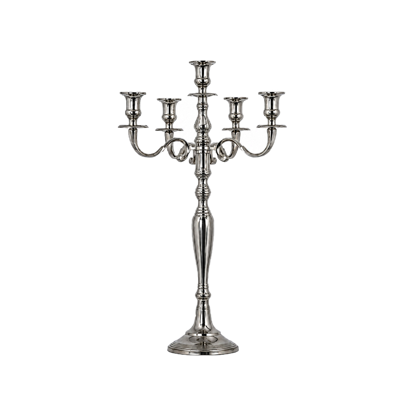 Kerzenständer | Kerzenleuchter | Kerzenhalter 5-arm 75cm silber mieten Hochzeit, Feier, Event