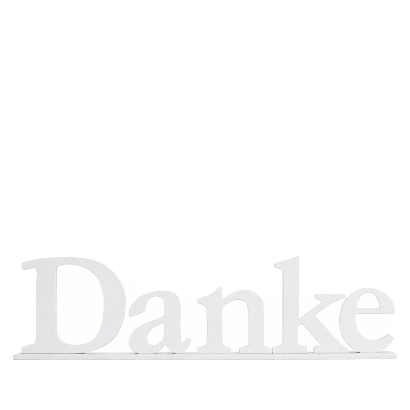 Schriftzug Danke weiss mieten Deko Hochzeit Geschenketisch