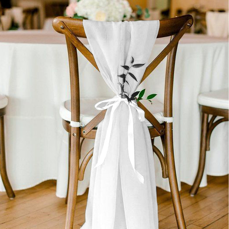 Stuhlband | Stuhltuch | Stuhlschleife Organza weiss mit Satinband weiss zum Binden [mieten]