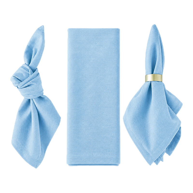 Stoffserviette aus leinen 45x45cm in hellblau | Miete für Hochzeit Event geburtstag party