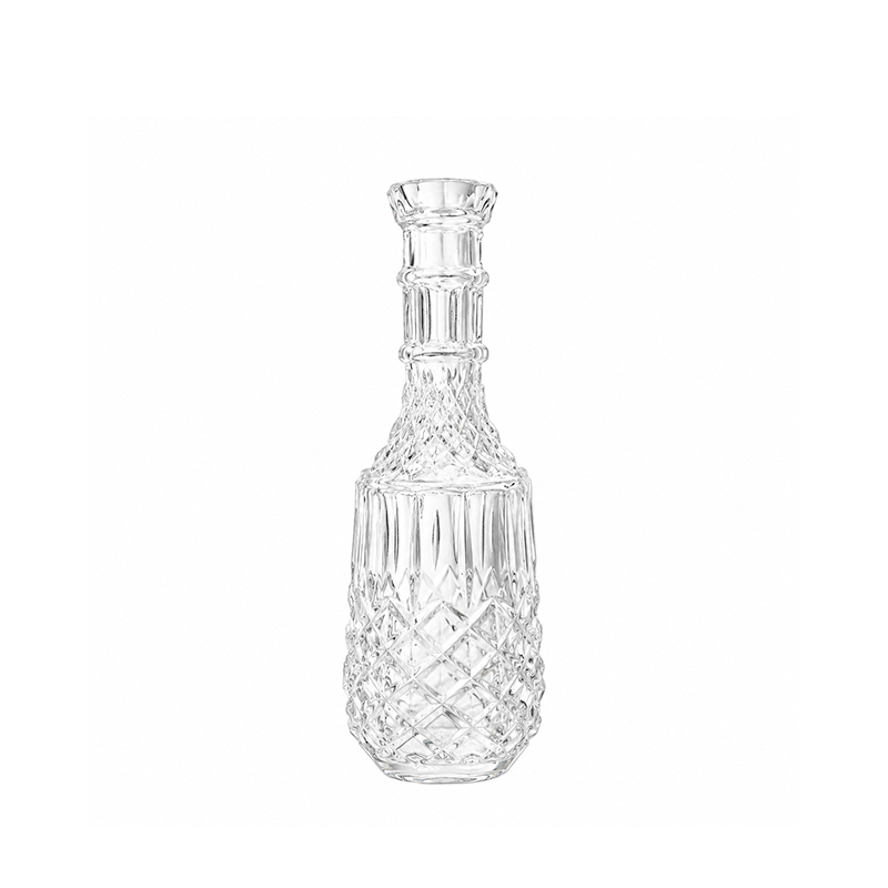 Flaschenvase Kristall hoch Glas klar mieten Hochzeit Dekoration