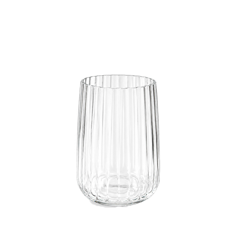 Tischvase_Rille_Glas_klar_17cm_Centerpiece_Dekoration_mieten