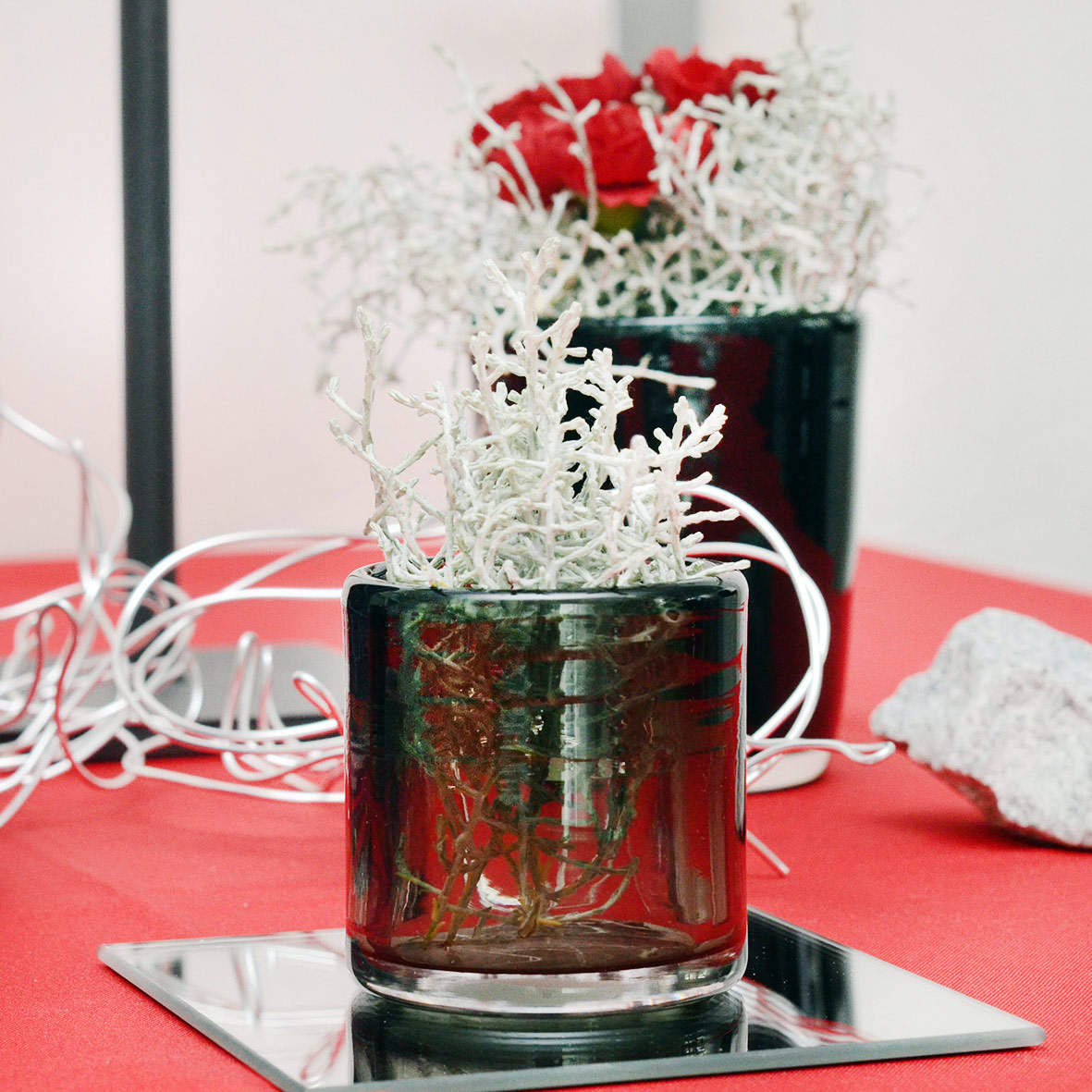 Vase Zylinder Glas anthrazit mieten Hochzeit, Event, Feier, Deko_2