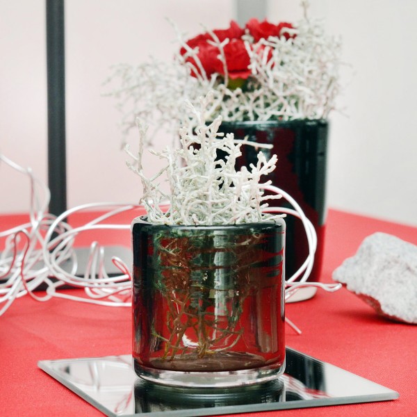 Vase Zylinder Glas anthrazit mieten Hochzeit, Event, Feier, Deko_2