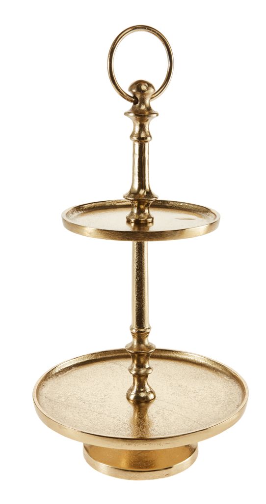 Etagere 2-stöckig Candybar Saltybar Ginbar Cigarbar gold mieten Hochzeit, Geburtstag, Feier