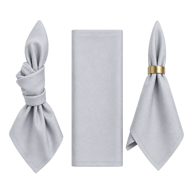 Stoffserviette aus Polyester 50x50cm in grau | mieten für Hochzeit Event Catering