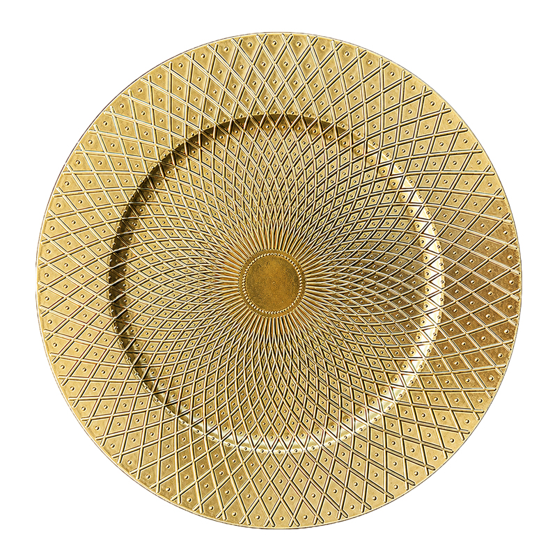 Platzteller_Kunststoff_rund_gold_ornamente_33cm_mieten_Verleih_Hochzeit_Firmenfeier_Geburtstag