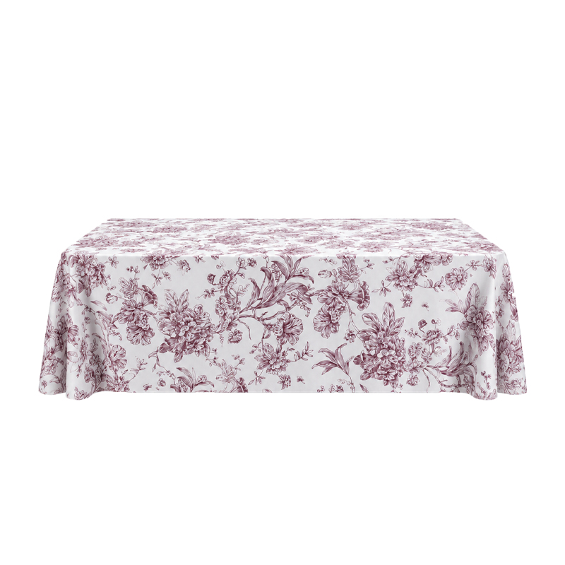 Tischdecke_Polyester_rechteckig_1,50x2,60cm_floral_blumig_burgundy_mieten_I_Verleih_Hochzeit_Feier_Event_Geburtstag_Catering_Firmenevent