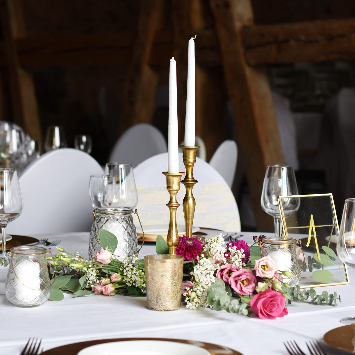 Kerzenständer | Kerzenleuchter | Kerzenhalter 1-arm gold Hochzeit mieten