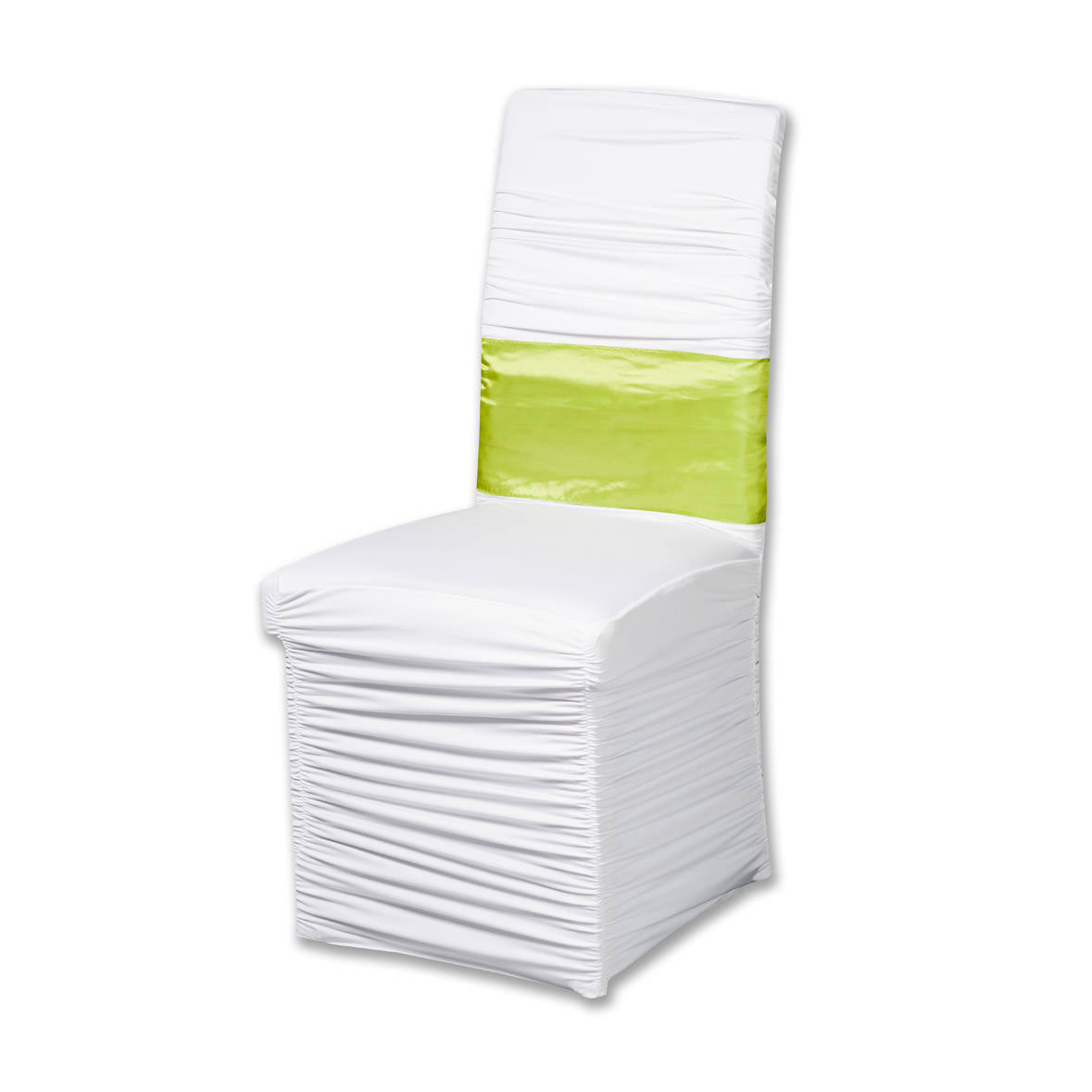 Stuhlhusse weiss universell elegant mit Raffung | Stretch mieten Verleih Hochzeit_7
