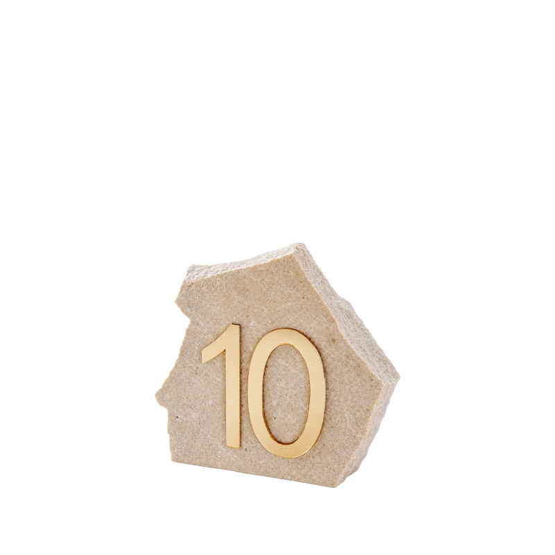 Tischnummer Stein beige mit gold [mieten]