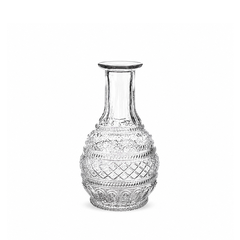 Flaschenvase Glas Kristall klar mieten Hochzeit, Feier, Veranstaltung 19cm